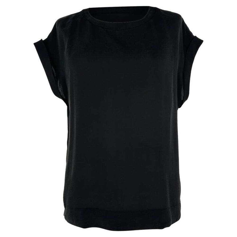 Theory Short Sleeve Blouse in Black Silk